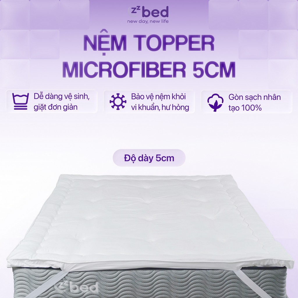 Nệm Topper Microfiber Zzbed