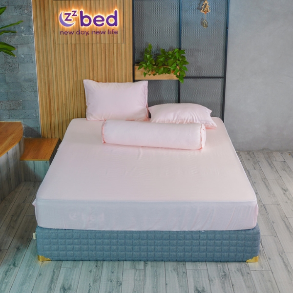 Bộ Ga giường Lụa Tencel Ice Cool Zzbed Màu Hồng Pastel - TCM01