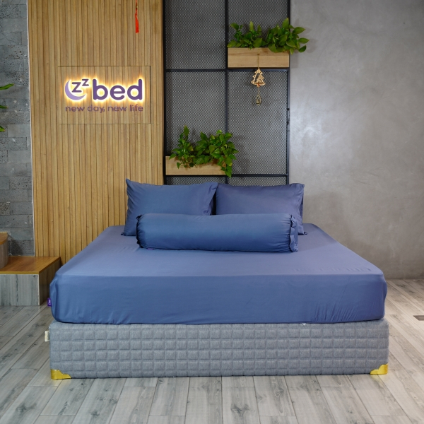 Bộ Ga giường Lụa Tencel Ice Cool Zzbed Màu Xanh Dương - TCM42