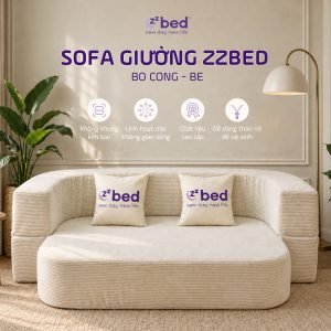 Sofa Giường Zzbed Bo Cong Màu Kem