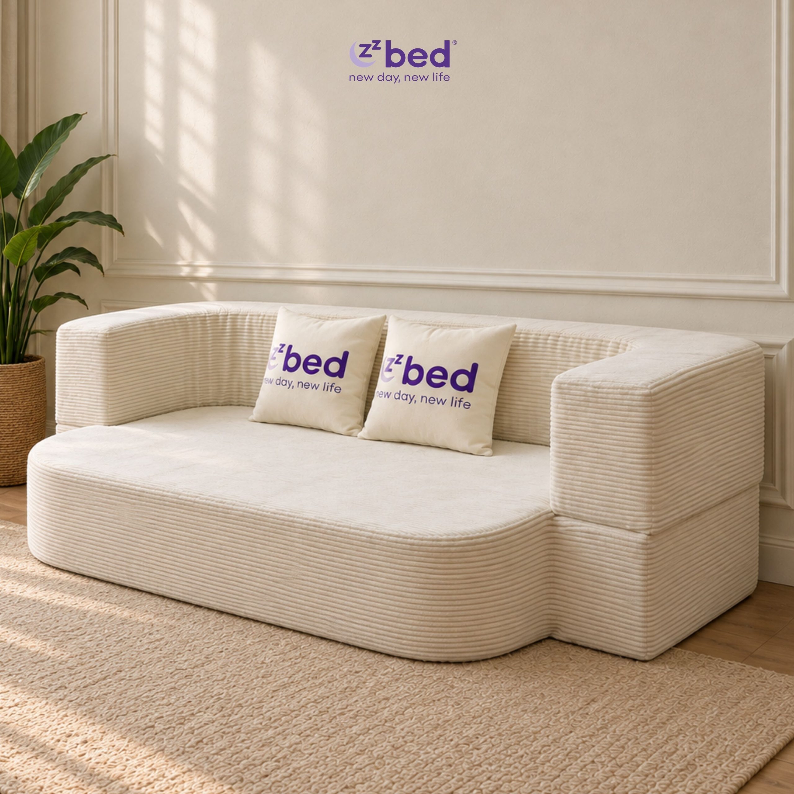 Sofa Giường Zzbed Bo Cong Màu Kem - Ảnh 7