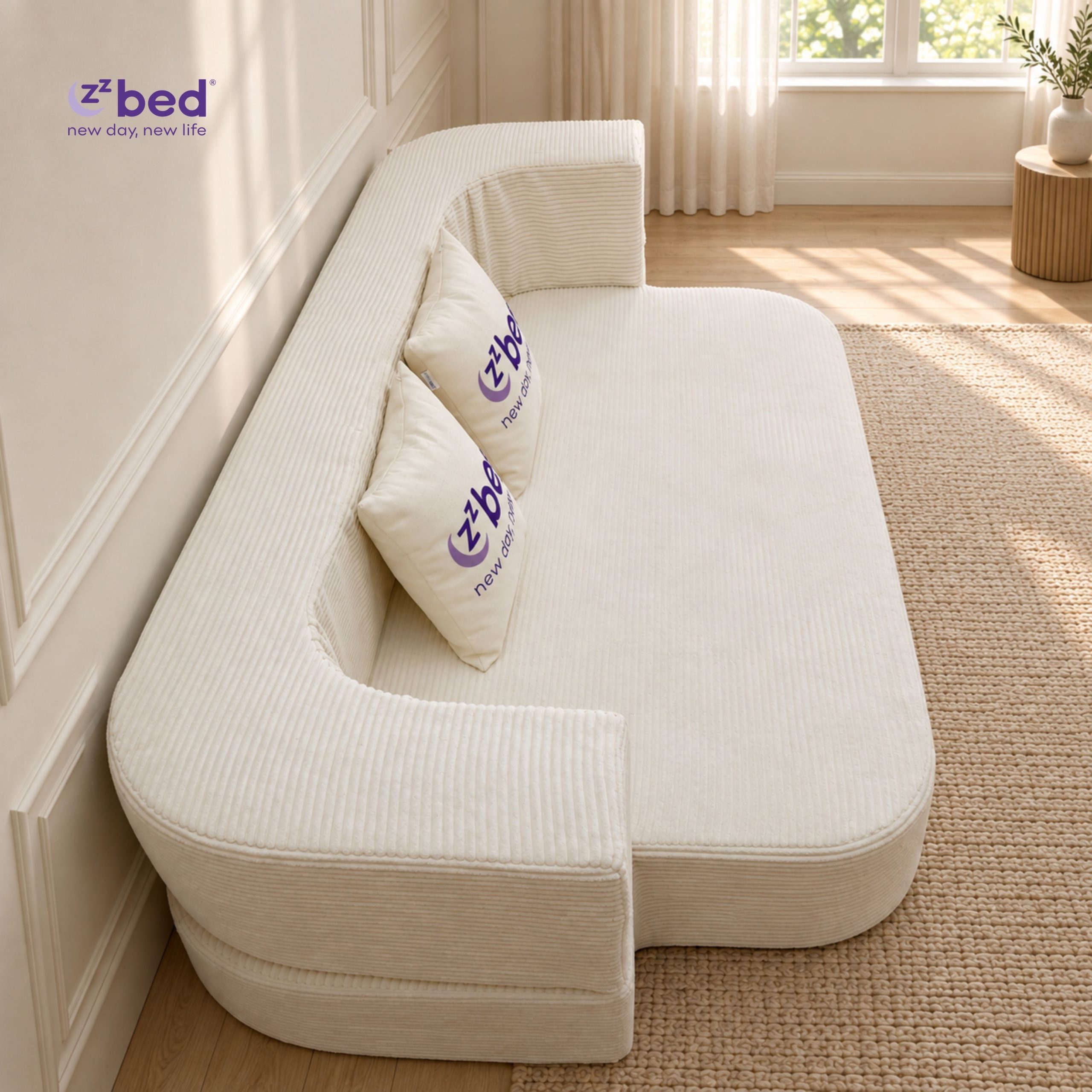 Sofa Giường Zzbed Bo Cong Màu Kem - Ảnh 8