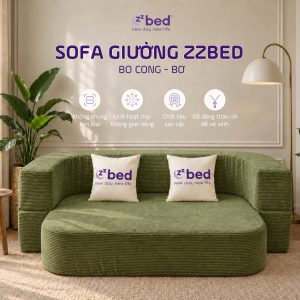 Sofa Giường Zzbed Bo Cong Màu Xanh Lá