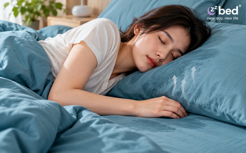 Mồ hôi và dầu tự nhiên trên da thấm vào ga giường khi ngủ