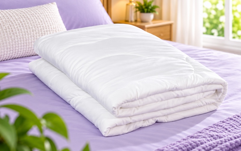 Không gian phòng ngủ với chăn mền mềm mại, tạo cảm giác thoải mái khi sử dụng máy lạnh