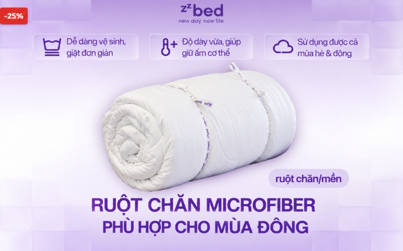 Ruột chăn Microfiber mùa đông ZZBED mềm nhẹ và giữ ấm tốt